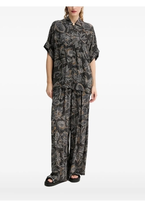 Sessùn embroidered print shirt - Black