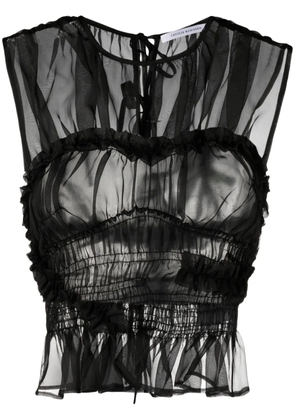 Cecilie Bahnsen ruched sleeveless silk top - Black