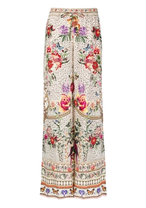 Camilla flared floral-print trousers