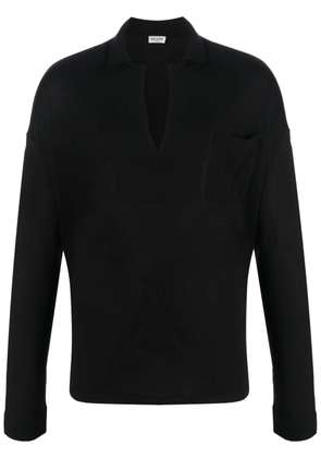 Saint Laurent V-neck long-sleeve sweatshirt - Black