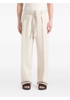 Manière De Voir Loic wide-leg textured belted trousers - Neutrals