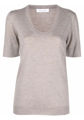 Liska round-neck knitted top - Brown