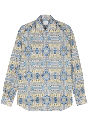 Mazzarelli floral-print cotton shirt - Blue