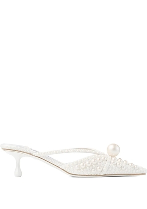 Jimmy Choo Sana pearl-embellished pointed mules - White