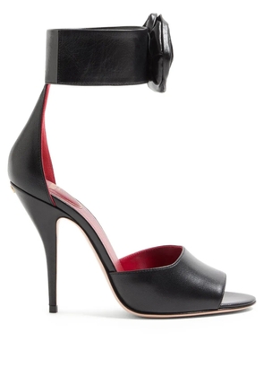 Valentino Garavani Drip Rose rose-embellished leather sandals - Black