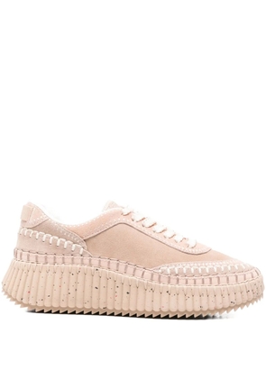 Chloé Nama textured leather-trimmed platform sneakers - Neutrals