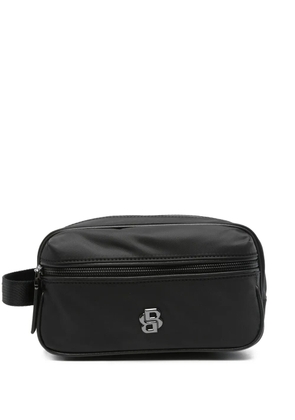 BOSS logo-plaque wash bag - Black
