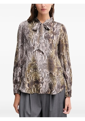 Marc Aurel snake-print bow blouse - Grey