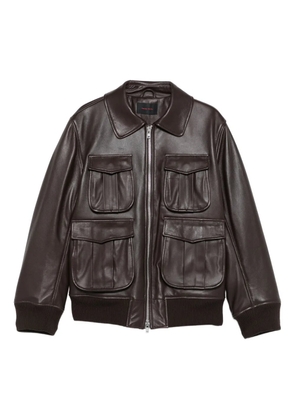 Simone Rocha multiple-pocket lambskin leather jacket - Brown