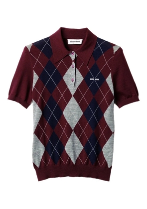 Miu Miu argyle intarsia-knit sweater - Red