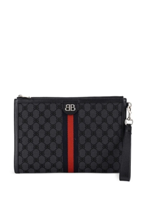 Balenciaga Pre-Owned x Gucci The Hacker Project Web Wristlet BB Canvas clutch bag - Black