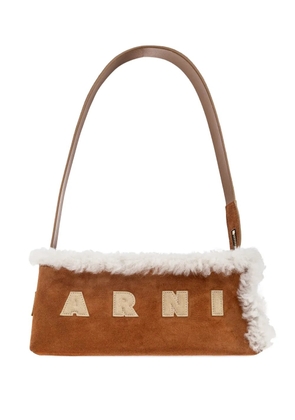Marni faux-shearling appliqué shoulder - Brown