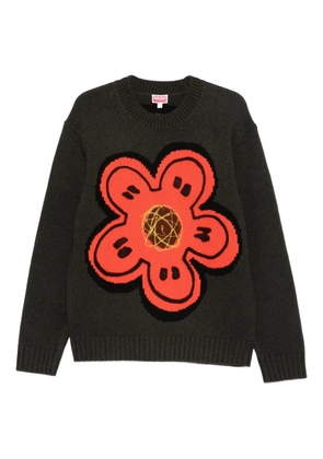 Kenzo flower-embellishment crew-neck sweater - Green