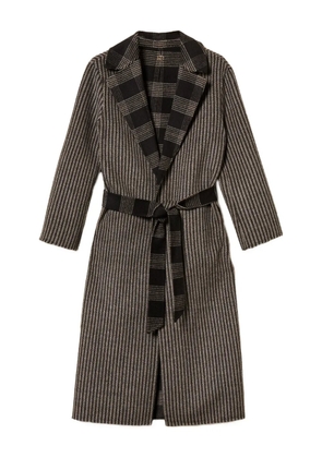 TWINSET striped-pattern reversible-design coat - Black
