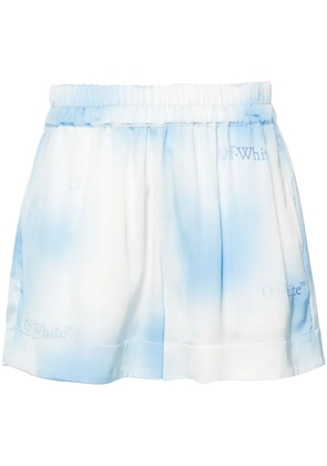 Off-White logo-print gradient shorts - Blue