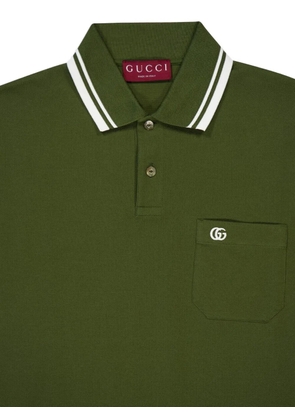 Gucci tipped-collar piqué-cotton polo shirt - Green