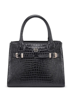 Philipp Plein small crocodile-effect logo tote bag - Black