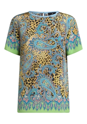ETRO paisley animal-motif silk top - Yellow