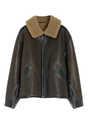 LEMAIRE shearling-trim jacket - Brown