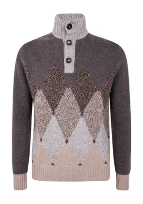 Ballantyne diamond-pattern moulinè wool sweater - Brown