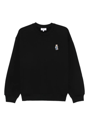 Maison Kitsuné fox-embroidered cotton sweatshirt - Black