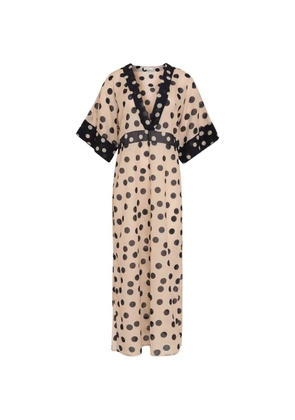Brigitte polka-dot V-neck midi beach dresses - Neutrals