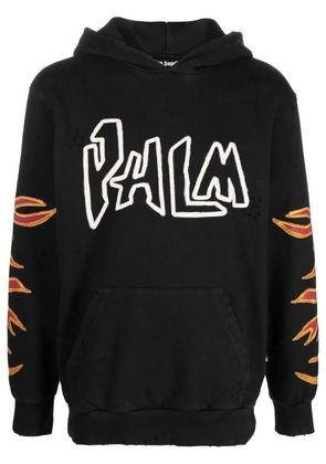 Palm Angels flame-print cotton hoodie - Black