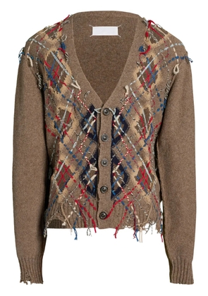 Maison Margiela cut-out intarsia-knit cardigan - Brown
