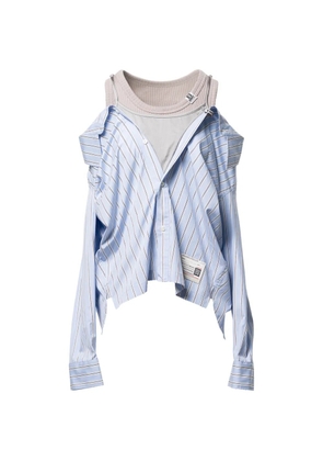 Maison MIHARA YASUHIRO layered striped top - Blue