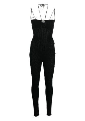 Blumarine strappy ribbed-knit jumpsuit - Black