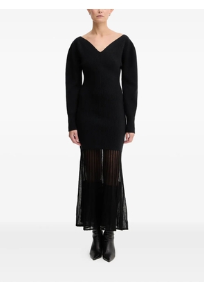 BOSS puff-sleeves midi dress - Black