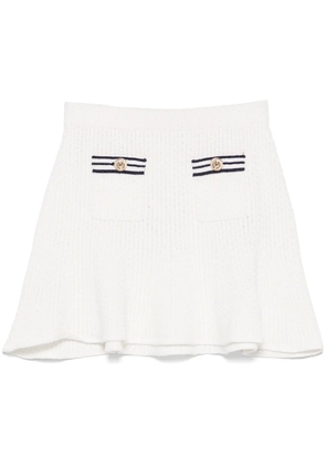 Self-Portrait textured knitted mini skirt - White