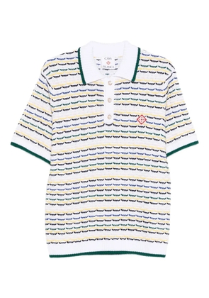 Casablanca striped-pattern knitted polo shirt - White