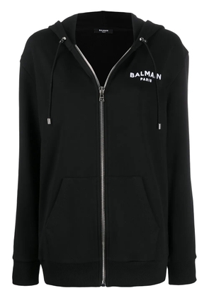Balmain logo zipped hoodie - Black