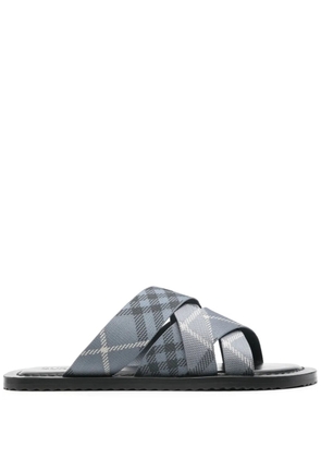 Burberry check-pattern slides - Grey