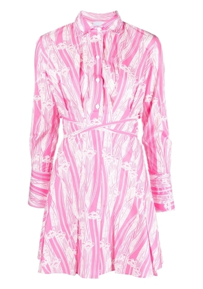 Patou printed tie-waisted shirt dress - Pink
