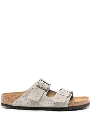 Birkenstock Arizona perforated suede slides - Grey