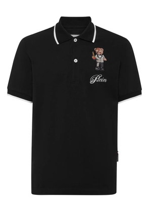 Philipp Plein teddy bear-embroidered polo shirt - Black