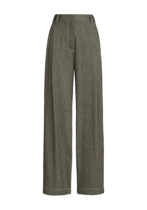 Brunello Cucinelli denim-effect pleated trousers - Green