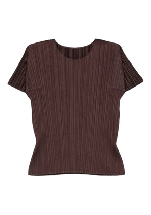 Pleats Please Issey Miyake pleated crew-neck top - Brown