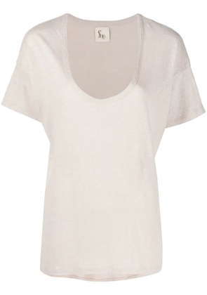 PAULA deep V-neck T-shirt - Neutrals