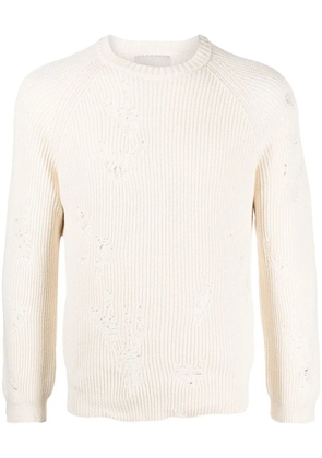 Laneus ripped ribbed-knit jumper - Neutrals
