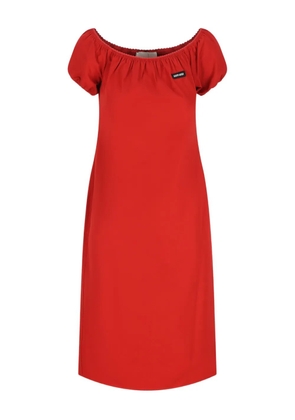 Miu Miu off-shoulder label-detail midi dress - Red
