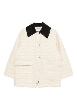 GANNI corduroy-collar quilted jacket - White