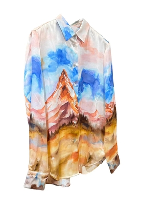 SLEEP NO MORE print button shirt - White