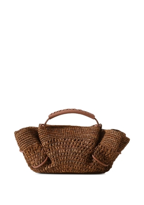 Hereu mini Arta crochet raffia tote bag - Brown
