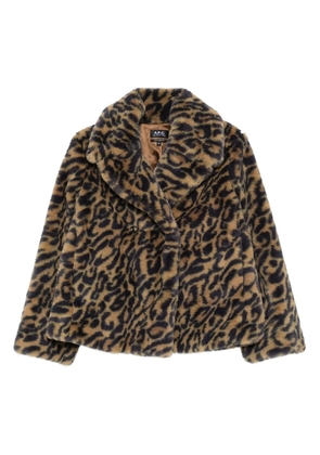 A.P.C. leopard-print double-breasted jacket - Brown