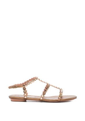 Aquazzura crystal-embellished leather sandals - Brown