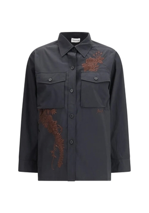 P.A.R.O.S.H. flower-embroidered chest-pocket shirt - Black