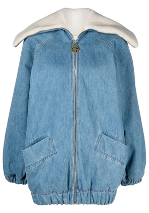 Patou faux shearling-trim denim jacket - Blue